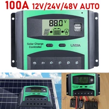 100A Controlador de carga solar 12V/24V/48V Pantalla LCD Regulador de panel 2USB