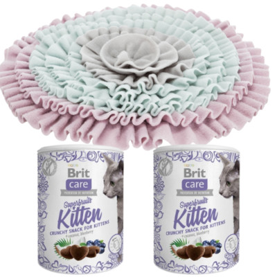 Trixie Schnüffelteppich 38 cm + BRIT Snacks mit Huhn Früchten für Kätzchen