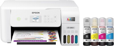 Epson ET-2803 EcoTank Inkjet Printer, Copier, Scanner White SEALED BOX Free Ship