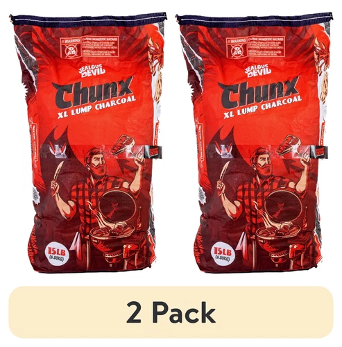 (2 pack) 15 lbs Natural Hardwood Lump Charcoal, High Heat, Long Burn, Low Ash