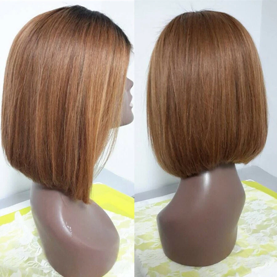 Peluca 100 % brasileña de cabello humano virgen corto bob de encaje completo pelucas delanteras de encaje ombre Foto 3 de 4