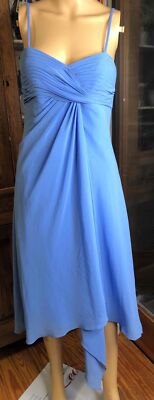 Davids Bridal Sky Blue spaghetti straps  Ruched criss cross Bodice Formal 6