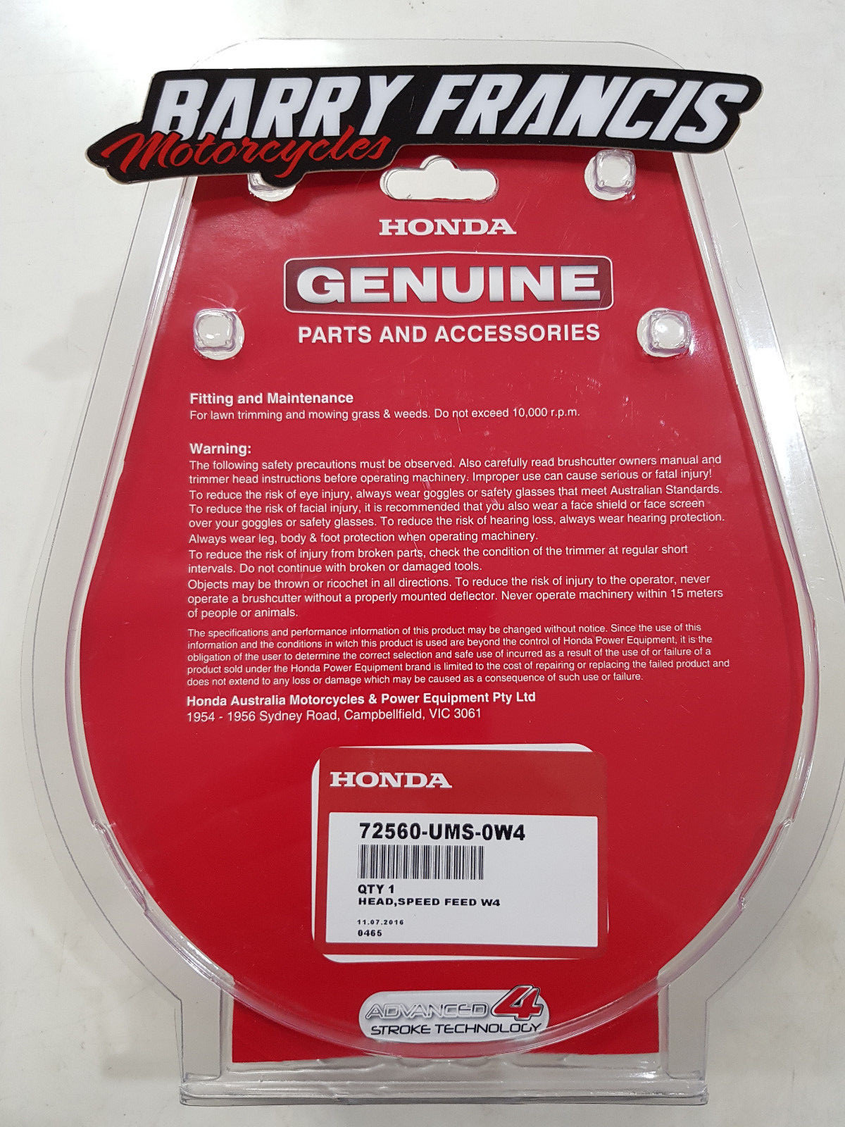 GENUINE HONDA SPEED FEED LINE TRIMMER HEAD UMS425 TRIMMER BRUSHCUTTER