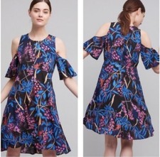 Anthropologie MAEVE Floral ELIA OPEN-SHOULDER DRESS Bell Flutter Sleeve Size 6