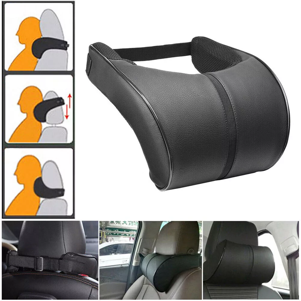 Universal Car Neck Pillows Both Side Pu Leather Pack Headrest For