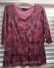 Venezia Babydoll Top pink Paisley Mesh ruffle  Whimsigoth Fairy Y2K 90s 18/20