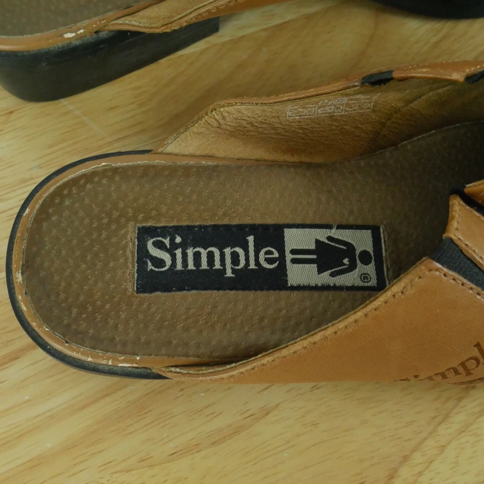 Zapato Simple 9.5 Mules Cuero Marrón Granola Occidental Niña Sin Cordones Boho Grunge Y2K Foto 2 de 4