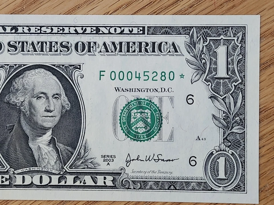 2003 A $1 "STAR NOTE" ATLANTA DISTRICT UNC/GEM F00045280* 000 START  4 OF 4 Cons - Image 4 of 4