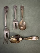 Set forchetta e cucchiaio vintage piatto argento imperiale bambino/forchetta pagliaccio e cucchiaio coniglietto