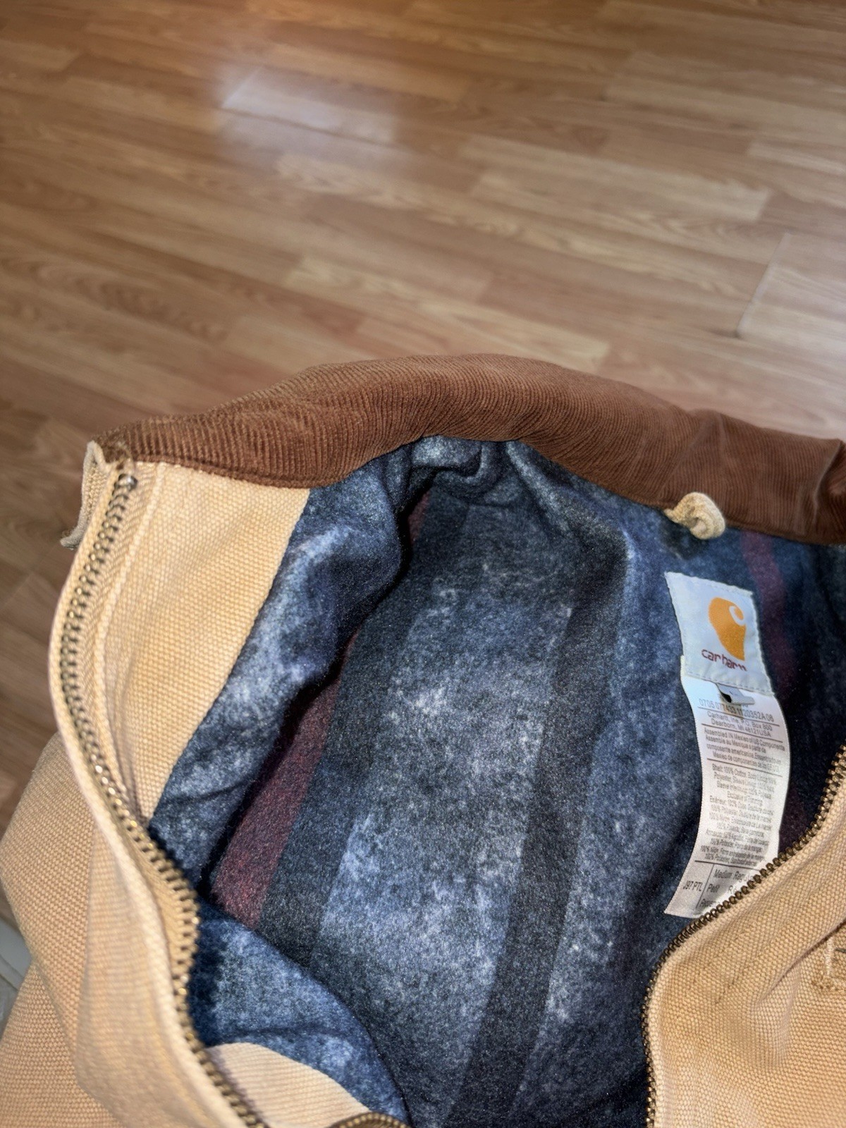 Carhartt x Stussy Men's Beige Brown Insulated Work Jacket Full Zip Size  thumbnail 9