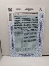 Microscale 90102 HO Scale Black Gothic Railroad Alphabets - Numbers Decal Sheet