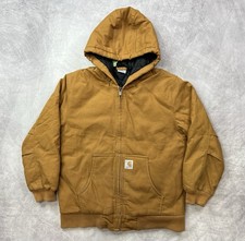 Vintage Carhartt Jacket Quilt Lined YOUTH Size L 14/16 BRN Brown Hooded