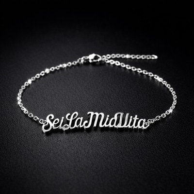 Damen Armband Silber Edelstahl Elegant Schriftzug Sei La Mia Vita 18 21 cm