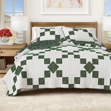 Floral Quilt Set - 3-Piece Full/Queen Size Spring Patchwork Bedding Set - Lightw