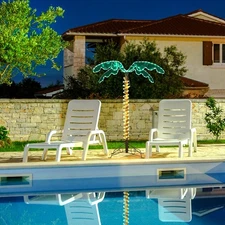 Lighted Coconut Tree 4FT 189 LED Artificial Tree for Outdoor Light up Fake Tree