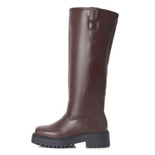 Women's Knee-High Black Boots Comfortable Chunky Block Heel Riding Boots