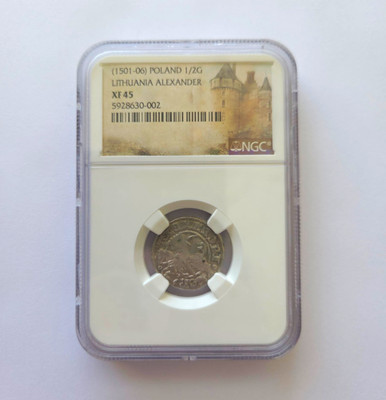 NGC XF45 1501-06 Poland 1/2G Lithuania Alexander Silver 0.625