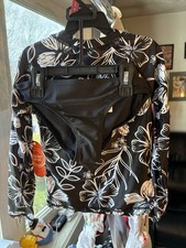 wonder nation girls 2 piece swimsuit Rash guard Long Sleeve.6/6X Blk Wht Floral