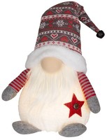 Wichtel Gnom Grau Rot Stern 32Cm (52Cm) Mit WarmweißEn Led Licht Zwerg Adventsde