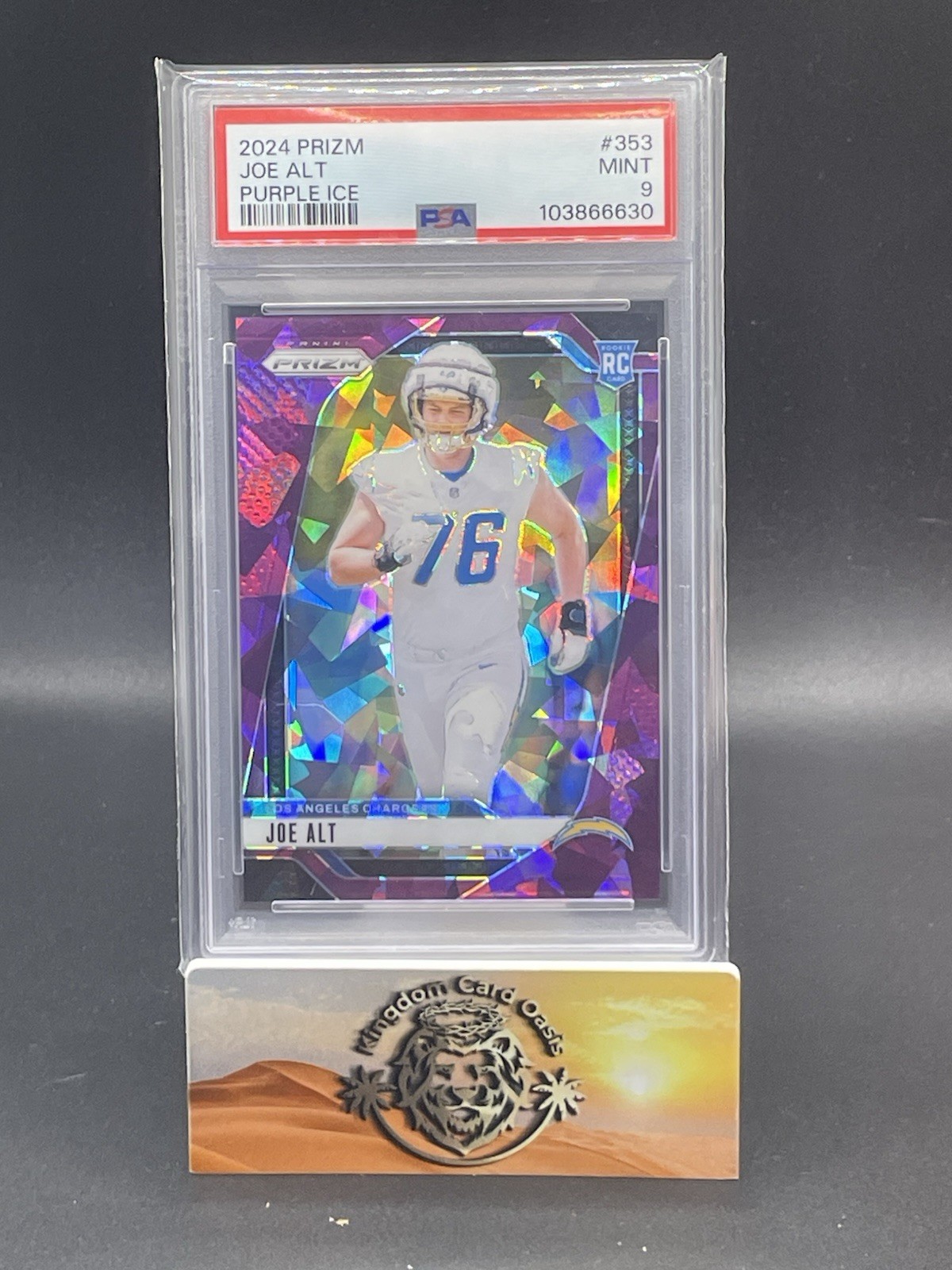 💥2024 Panini Prizm #353 Joe Alt Purple Ice Prizm #/225 Chargers PSA 9 Rookie💥
