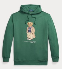 NWT Polo Ralph Lauren Green COLLEGIATE BEAR Fleece Hoodie Sweatshirt