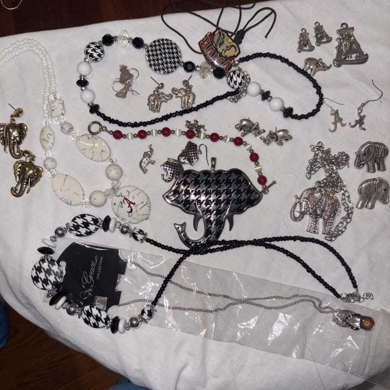 Alabama Crimson Tide Fan Jewelry, Necklace, Bracelet Charm Earrings Lot