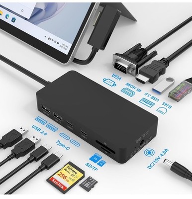 Surface Dock, Surface Docking Station, 11 in 1 Triple Display Microsoft Surface