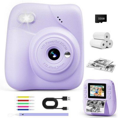 Instant Print, 1080P HD Instant with 32G Card & 3 Rolls Print Paper, Portable...