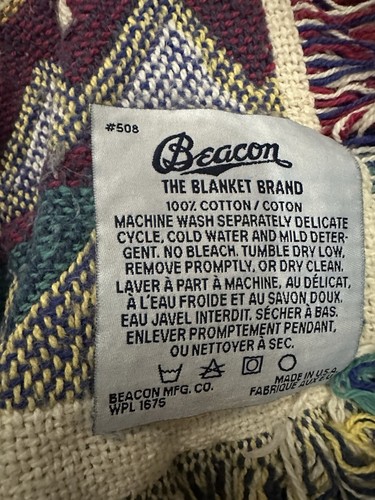 Vintage Disney Pocahontas Woven Throw Blanket Beacon 100% Cotton Heavy RARE - Picture 4 of 5