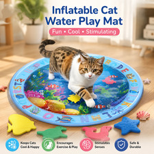 Water Sensory Play Mat for Cat Dog Interactive Playmat With Fish Sea Ocean Theme