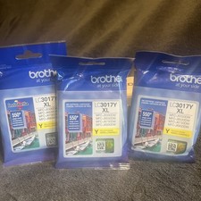 NEW Lot Of 3 Brother Genuine LC3017Y XL High Yield Yellow Ink Cartridge