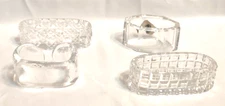 Lot of 4 VTG Crystal Cut Glass Napkin Ring Elliptical w/ Diamond Pattern