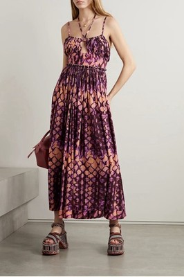 New! ULLA JOHNSON Freya Cutout Tie-Dyed Cotton-Jersey Midi Dress 20765