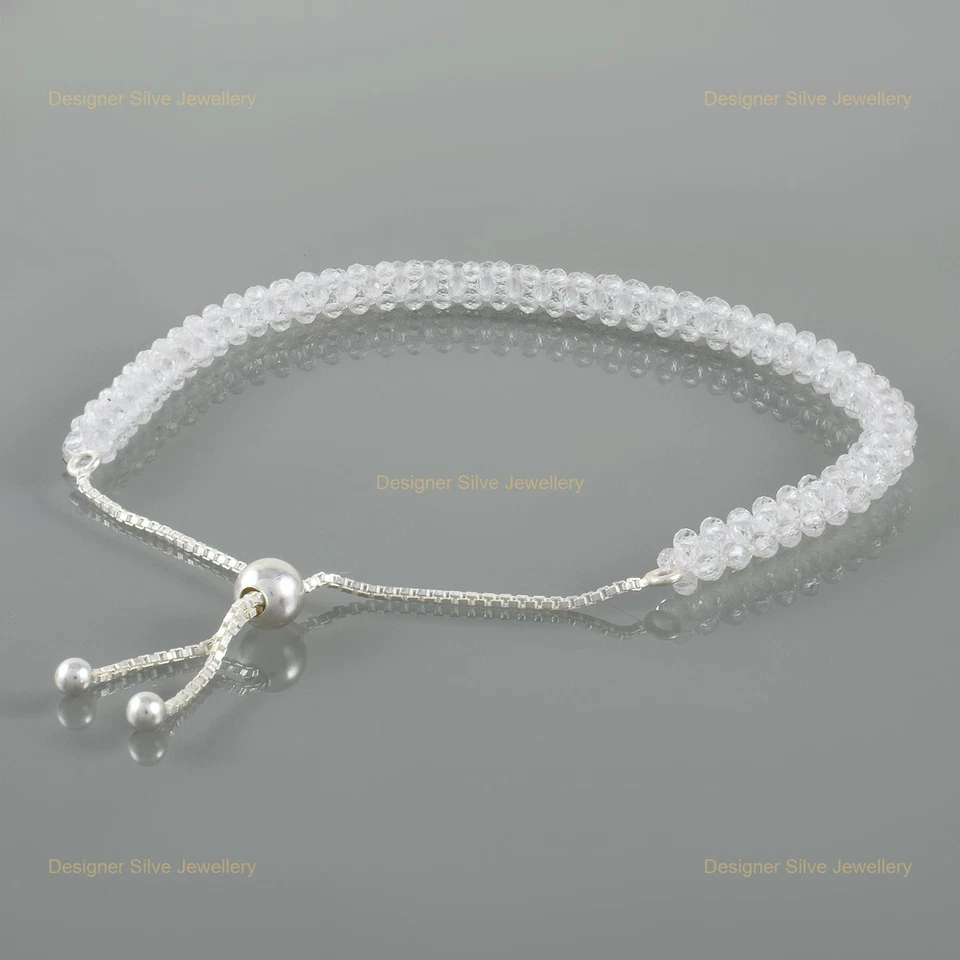 Pulsera Corona Chakra Cristal Cuarzo Piedra Plata de Ley 925 Boda Cuentas Foto 4 de 4