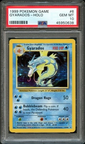 💎 Pokemon Holo Gyarados #6 | PSA 10 Gem Mint | Base Set 1999 💎