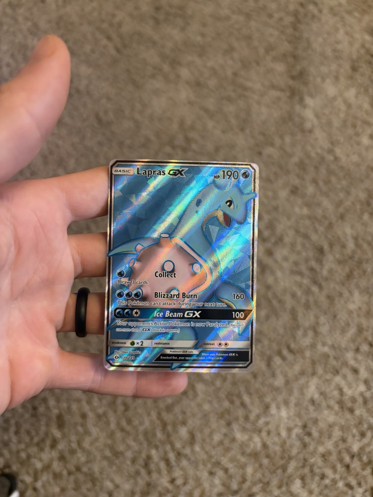 Lapras GX 139/149 - Sun & Moon - Full Art Holo Pokemon TCG Card -  NM