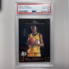 Kevin Durant 2007-08 Topps Black Border Rookie Card #112 PSA 8 Sonics. rookie card picture