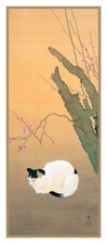 Japanese Asian Hashida Cat Plum Blossom Counted Cross Stitch Chart Pattern