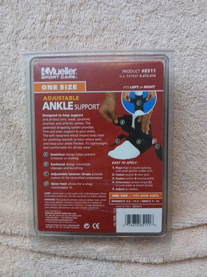 Soporte de tobillo ajustable Mueller negro talla única para producto nuevo #6511 Foto 3 de 4