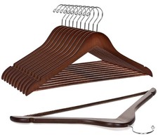 Quality Wooden Hangers - Slightly Curved Hanger 10 Pack Sets - Solid Wood Coa...