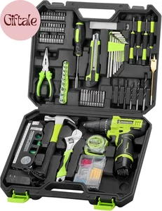 Cordless Drill Tool Set: 12V Power Drill Tool Kit with Battery & Charger, Portab