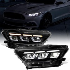 - Fits 2015-2017 Ford Mustang Full LED Triple Projector Headlights