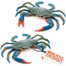 2 Pcs Blue Crab Toy - 6.6 X 5.3" Imitation Crab Decorations with Lifelike Tex