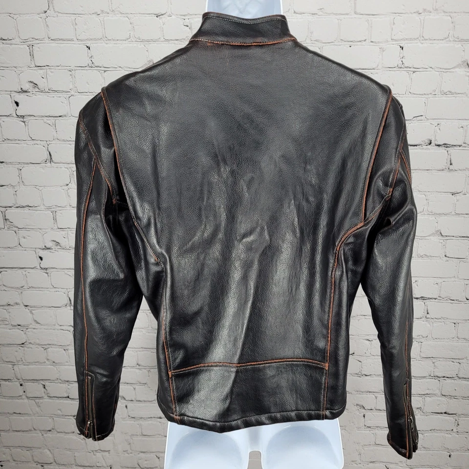 BC Ethic Black Faux Leather Full Zip Quilted Liner Moto Jacket Size Small S - Image 2 of 4