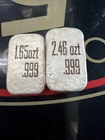 2 Silver Ingot Bullion Bars 4.11 Troy oz total Hand Poured 99.99 Pure