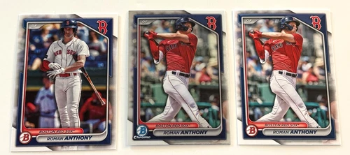 Roman Anthony 2024 Bowman Chrome & Bowman Draft RC (3) Card Lot