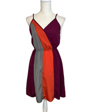 Mossimo Purple Orange Grey Colorblock Spaghetti Strap Dress Small 2012 Target