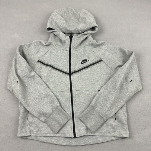 Nike Tech Fleece Hoodie Women Small Gray Full Zip Sweatshirt CW4298-063 Athletic