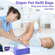 Diaper Pail Refill Bags Compatible with Dekor Plus Diaper Pail Refills 4 Pack...