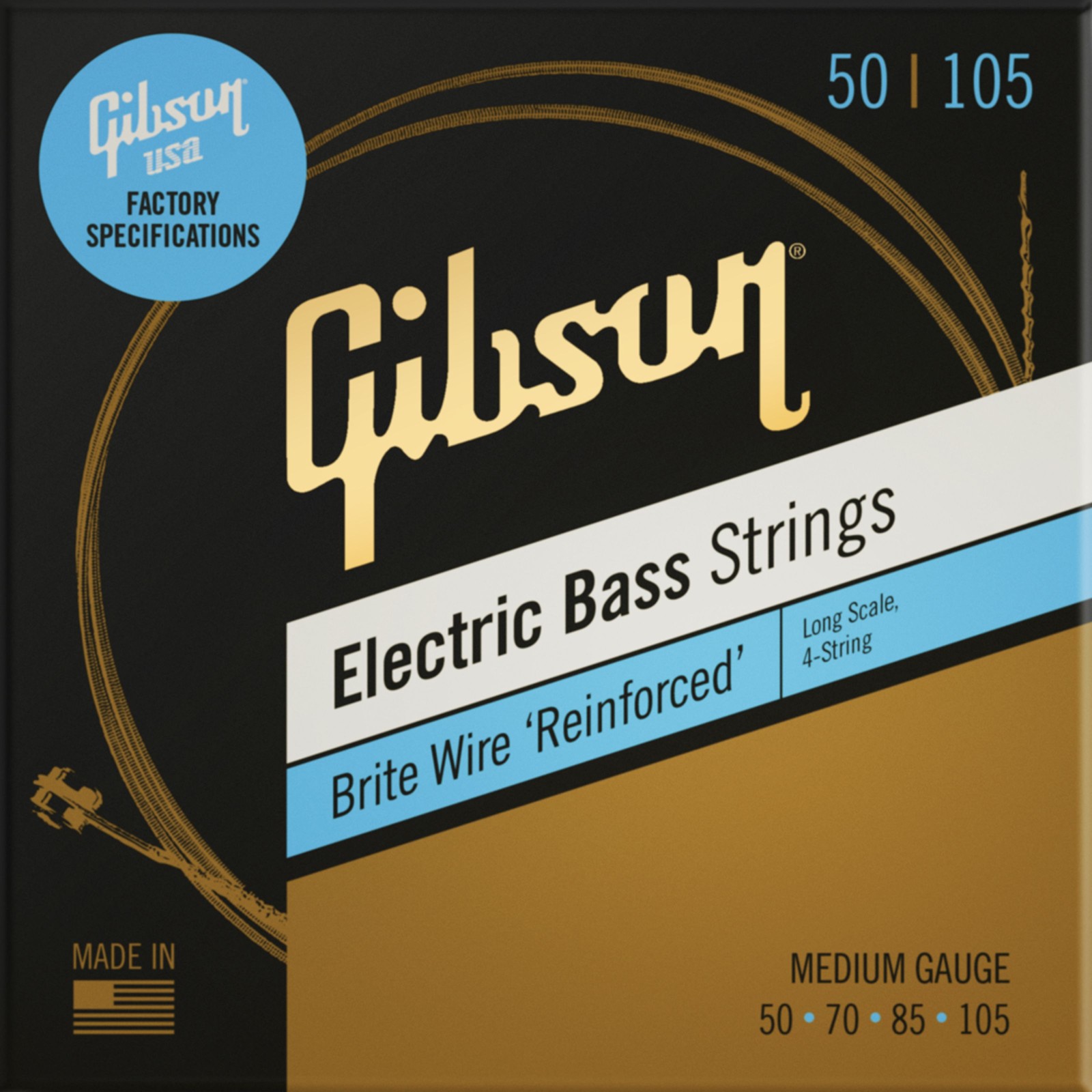 Электрические басовые струны Gibson Brite Wire с длинной шкалой среднего калибра - Saitensatz fr 3690₽